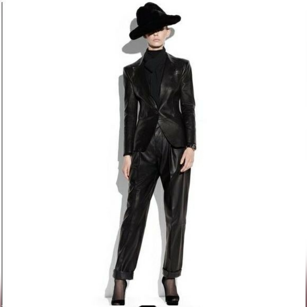 Tom Ford boyfriend lamb leather pants.